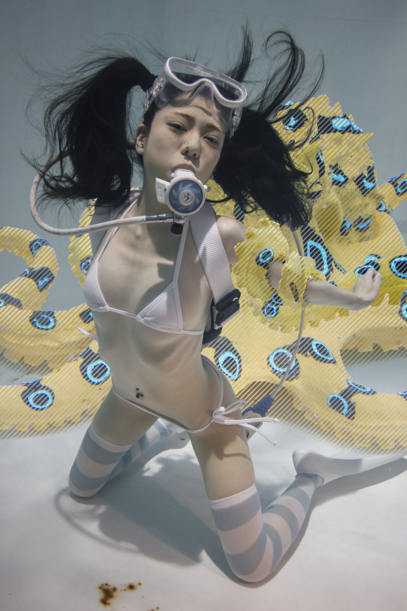 Diving Japanese girl