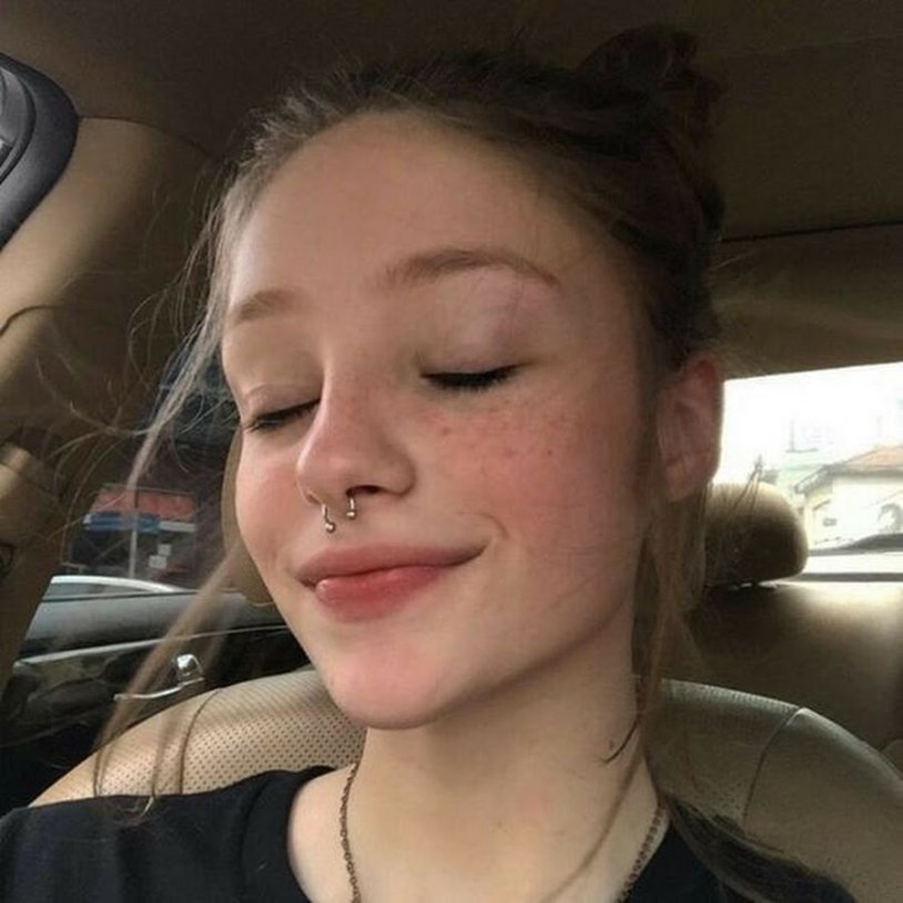 Beautiful girls with a pierced tongue