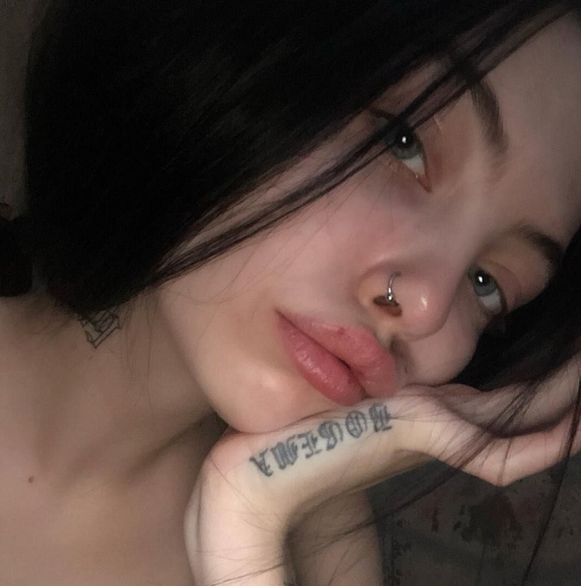 Brunette piercing nose