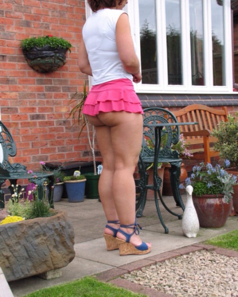 Ladies in micro skirts without panties