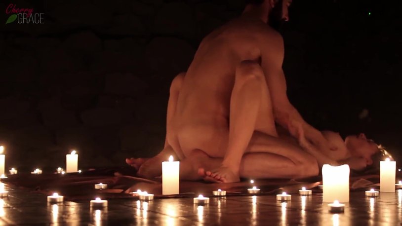 Erotic photo shoot with candles