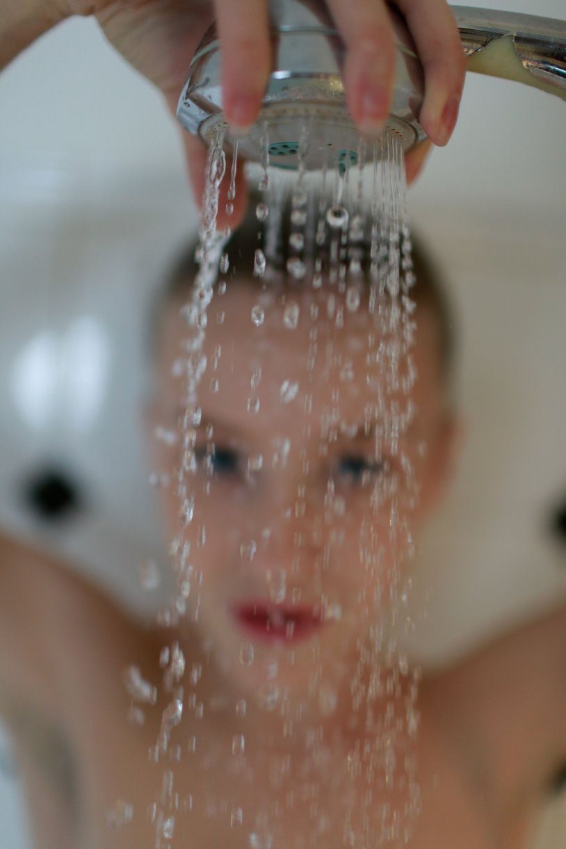 Boys wash in the shower