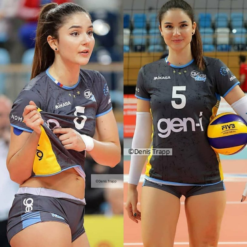 Naked on a volleyball court