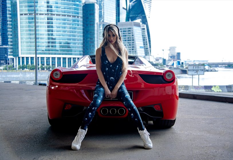 Girl in a sports car