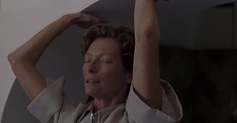 Tilda Swinton in linen