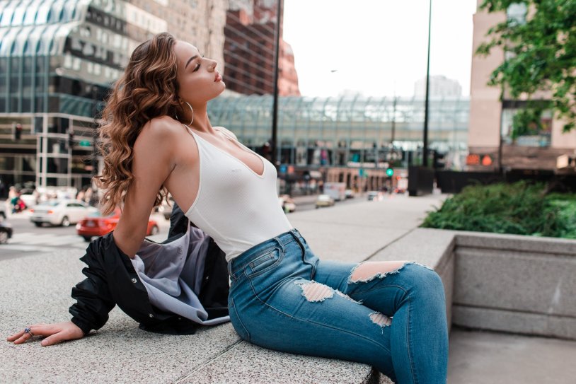 Holly Helston in jeans