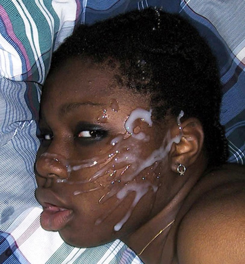 Cum on the face of a black woman