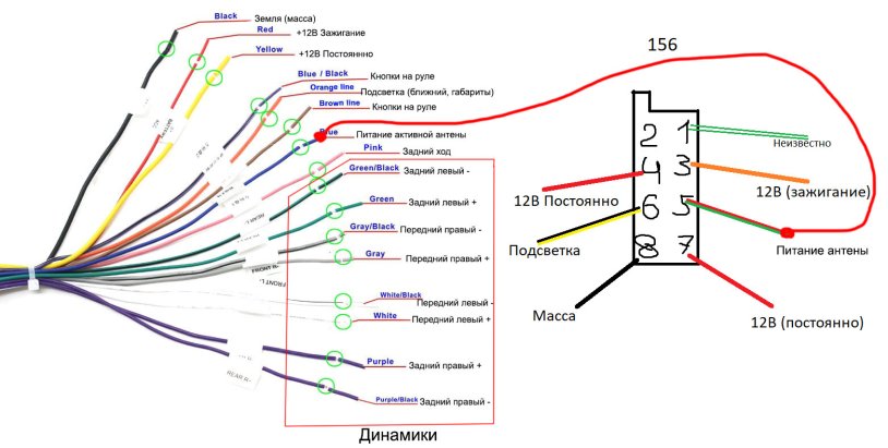 Connection diagram of the Chinese car radio 2 Dean