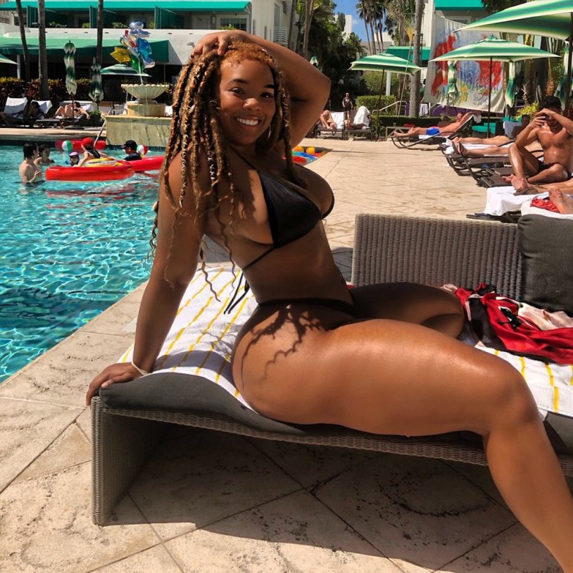 Big Black Eboni in a swimsuit