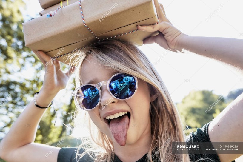Female mouth with an elongated tongue