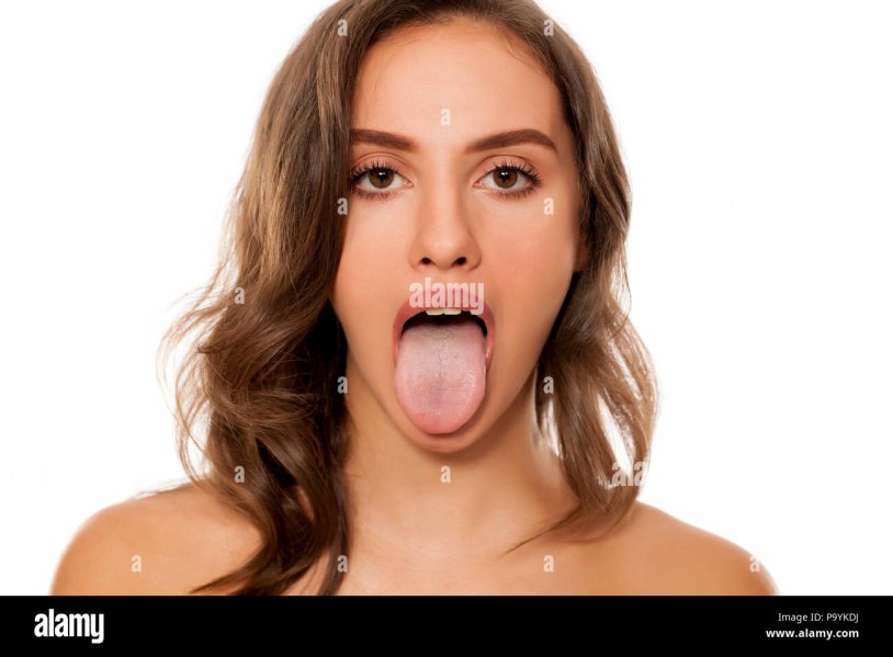 Girl with tongue sticking out
