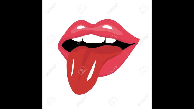 Portrait of a girl with a sticky tongue