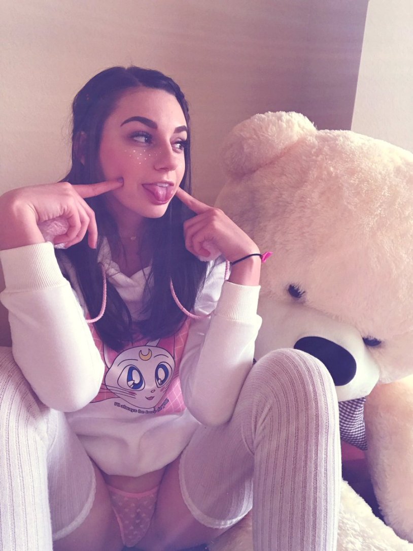 Selfie with a plush bear
