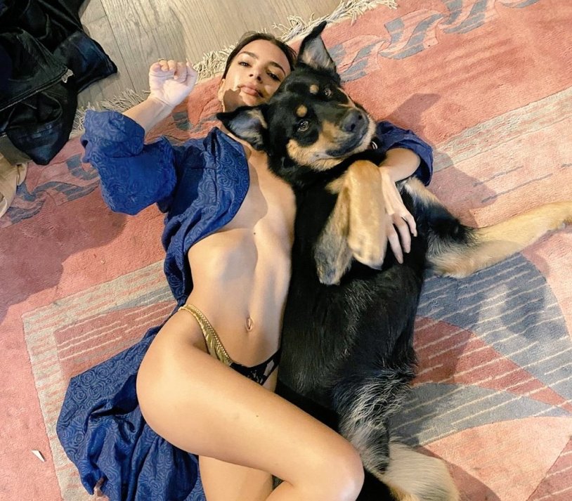 Emily Ratakovsky with a dog