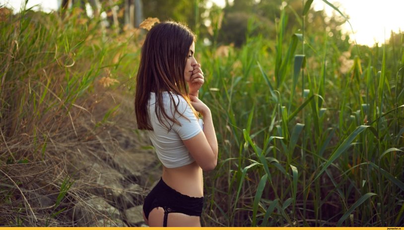 Beautiful brunettes in nature