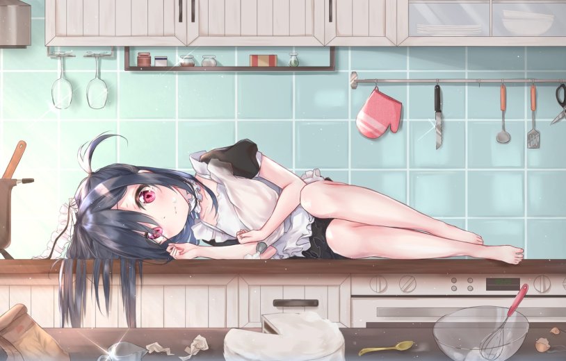 Sile lies in the kitchen