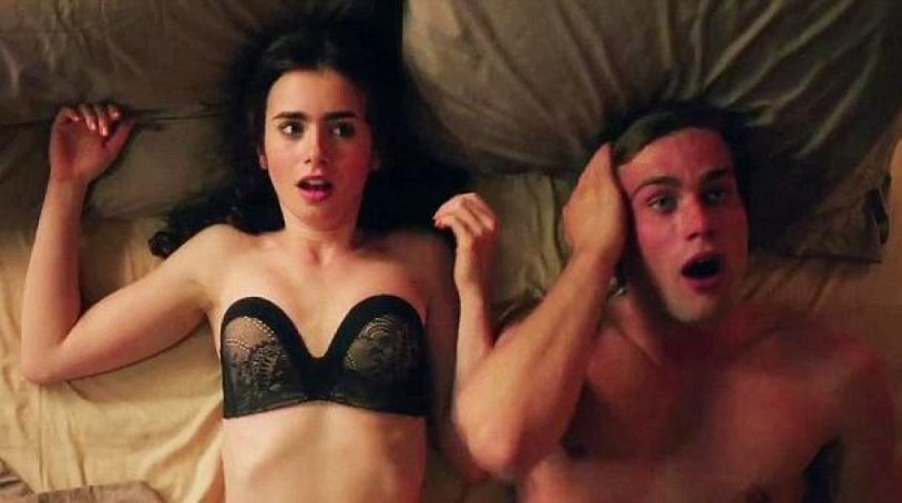 Lily Collins in underwear