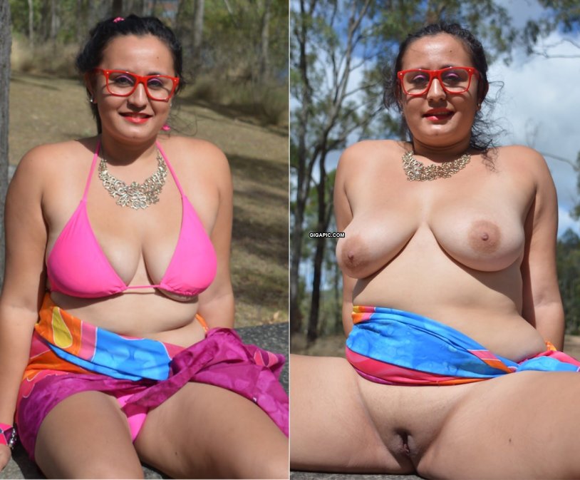 Ordinary women in clothes and naked