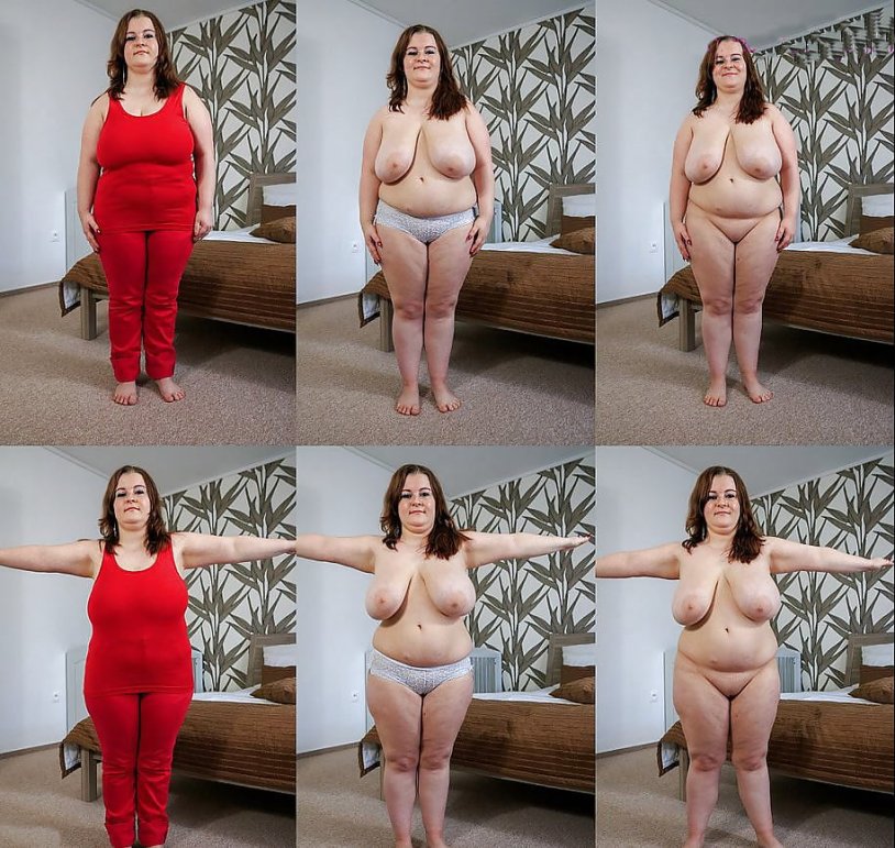 Old hairy women dressed and striped