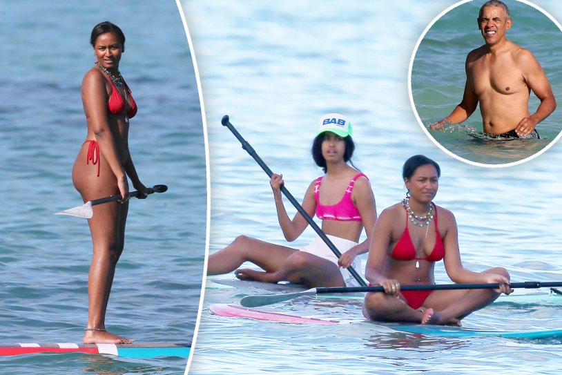 Sasha and Malia Obama peek out