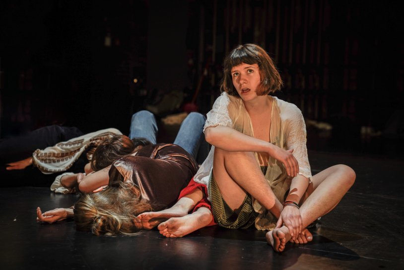 Women in the theater in the style of nude