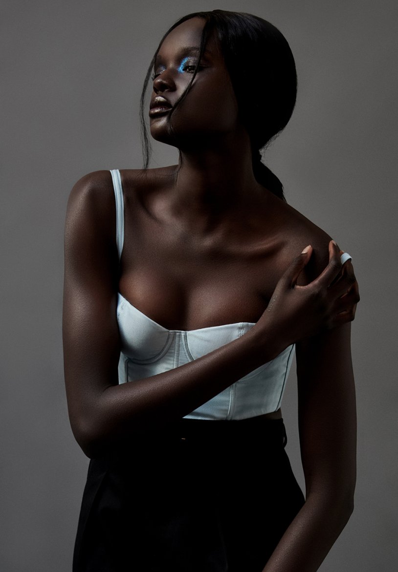 Duckie Thot Model in a swimsuit