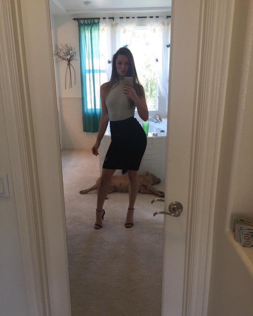 Selfie between the legs in the dress