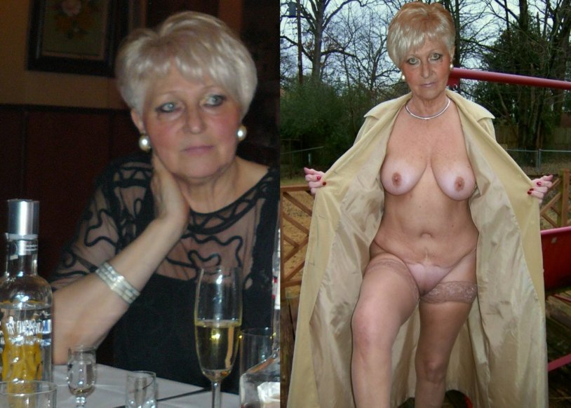 Old women naked and in clothes