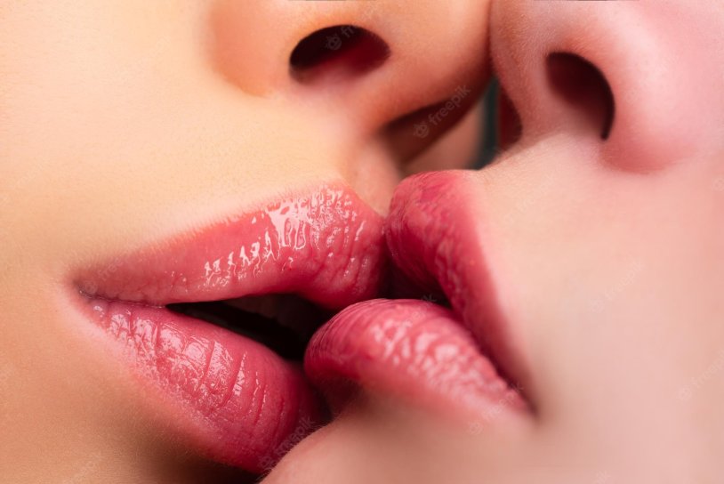 Lesbian kiss close -up