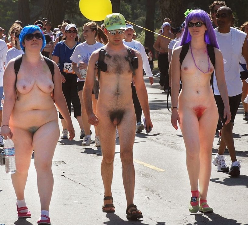 Parade of naked men and women
