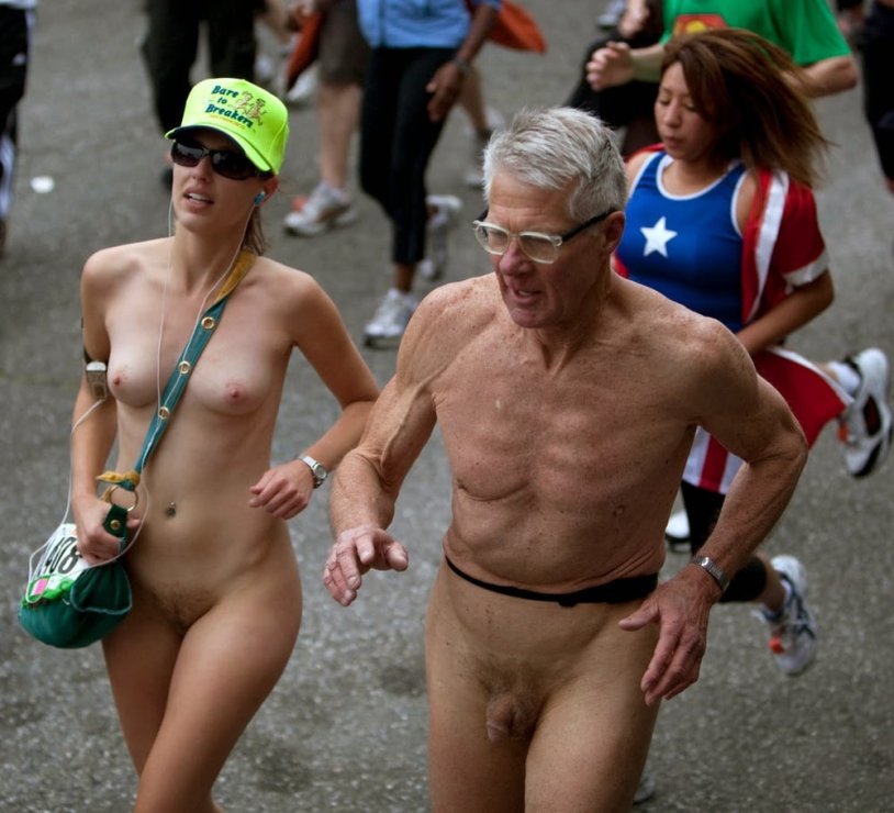A parade of naked men and women