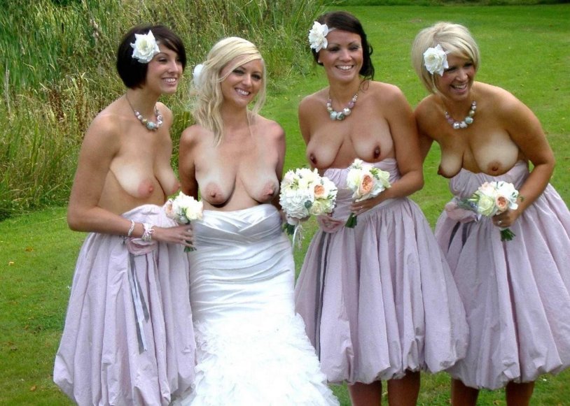 Bride with naked tits at the wedding