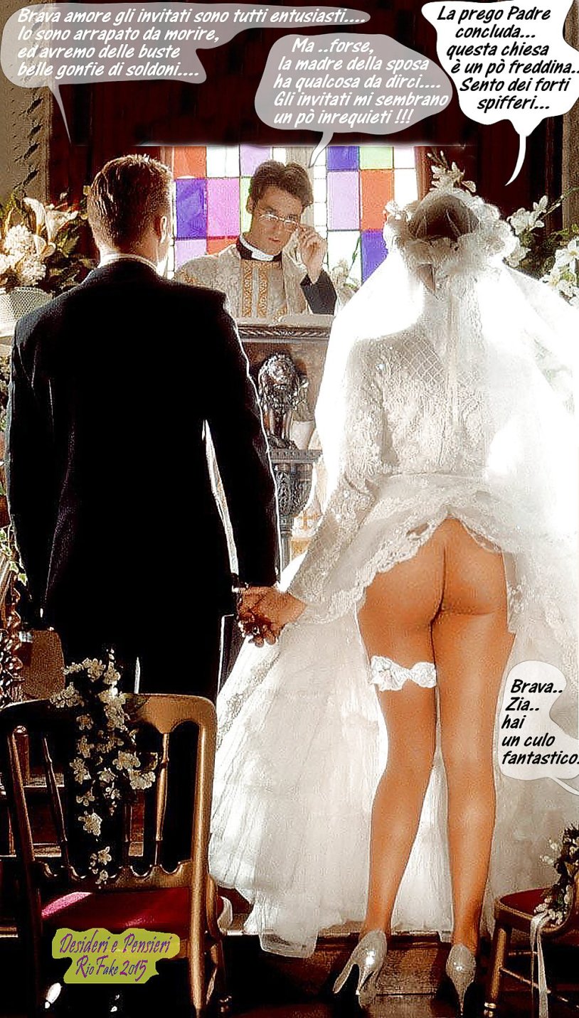 Bride without panties at the wedding