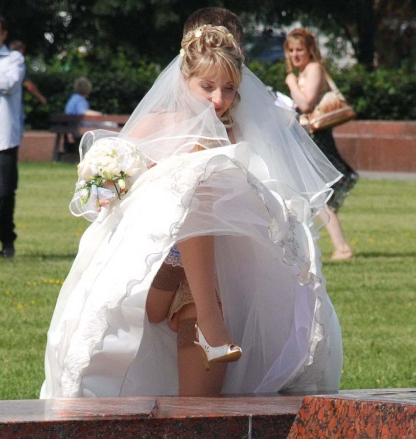 Look under the dress of the bride