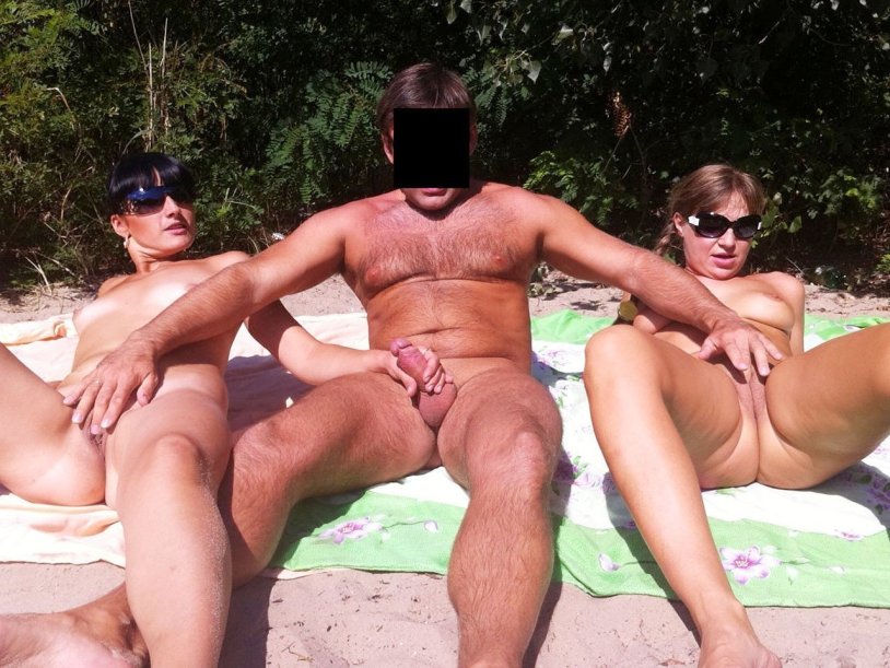 Elderly nudists with young