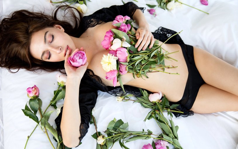 Beautiful girls with flowers