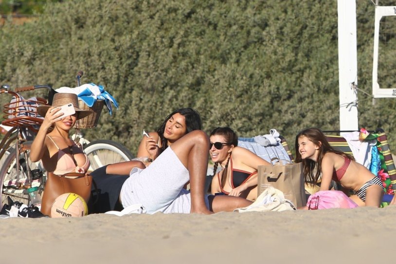 In a bikini on the beach