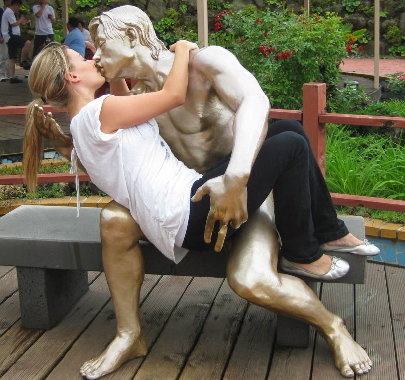 Xxx on a statue in public