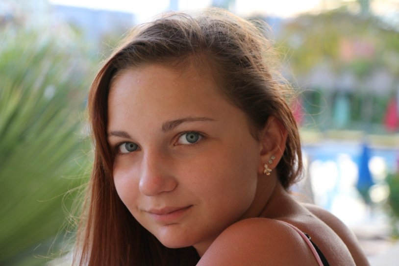 Happy girl blackly white