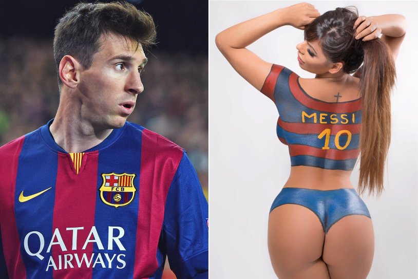 Suzi Caloves in a Messi T -shirt