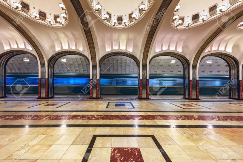 Mayakovskaya station Moscow Rodonite