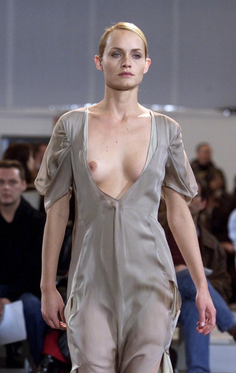 Naked fashion model on the catwalk