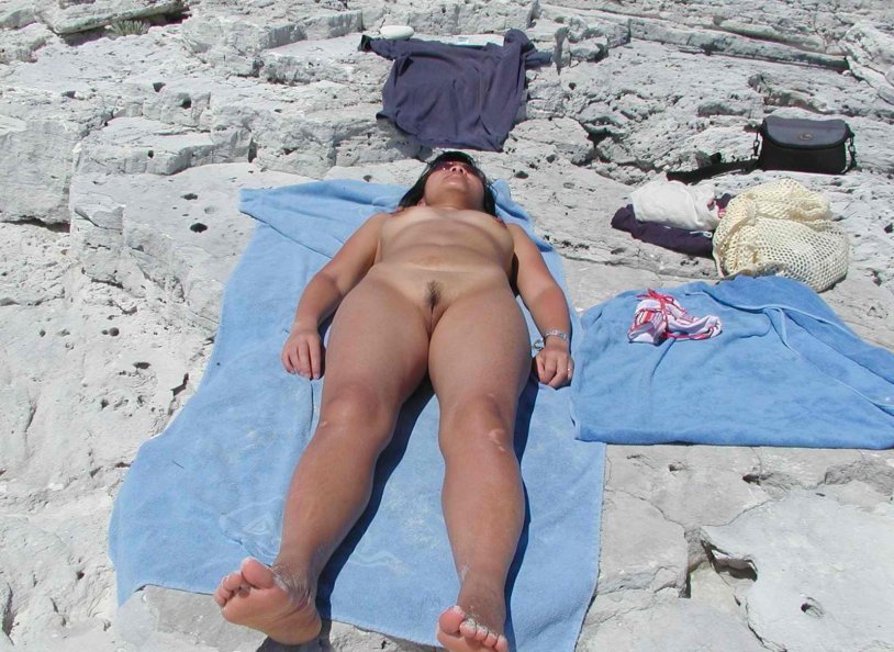 Hairy nudists on the beach