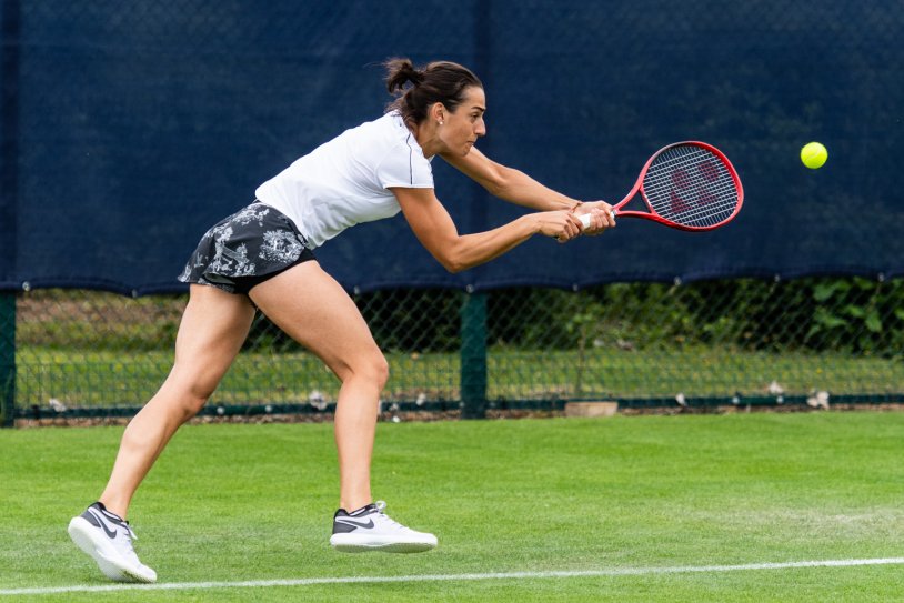 Photos of tennis players green background