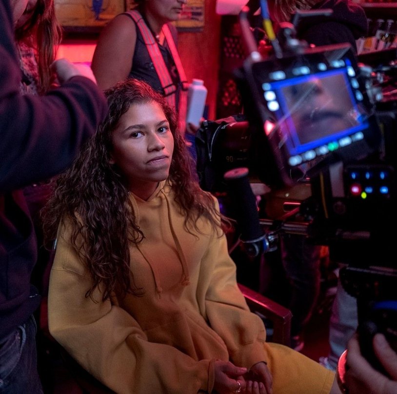 Zendai on the set of euphoria
