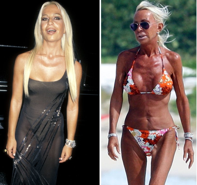 Donatella Versace on the beach