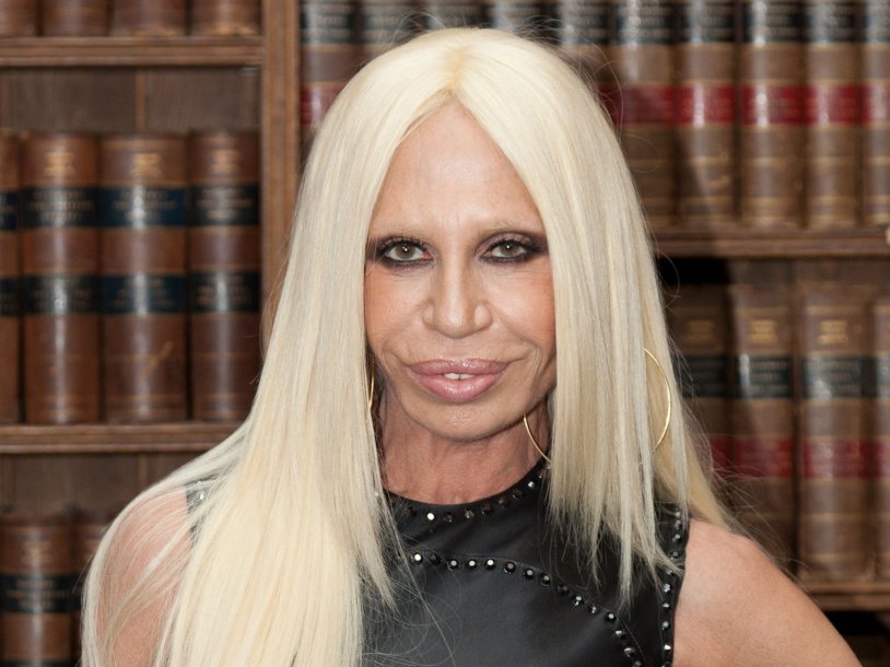 Donatella Versace on the beach