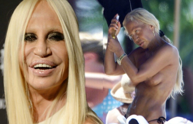 Donatella Versace on the beach