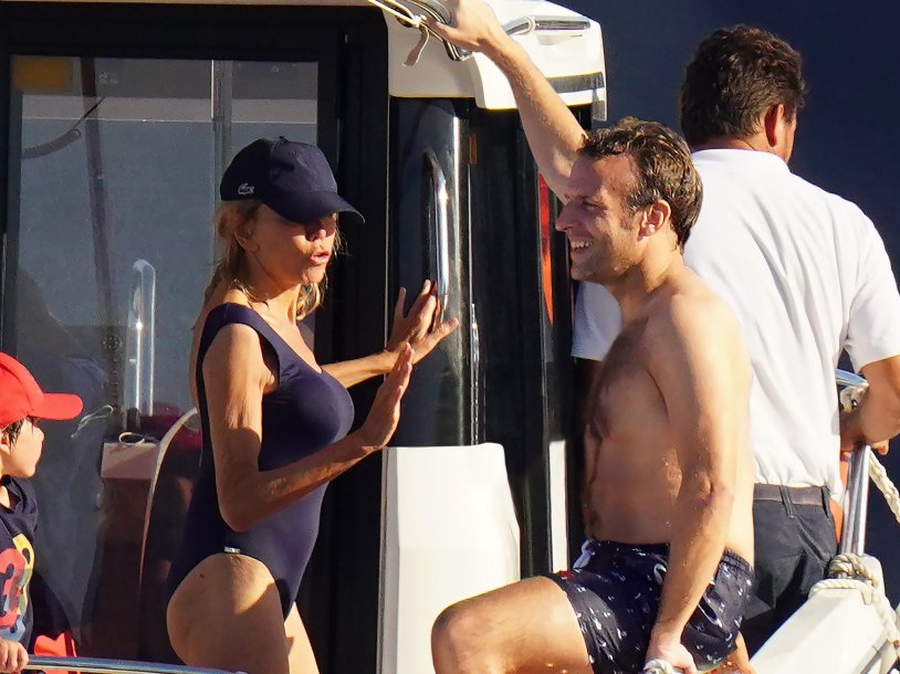 Brigitte Macron in a swimsuit