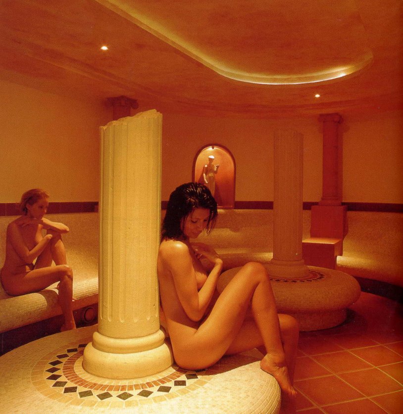 Naked priests in the sauna of private